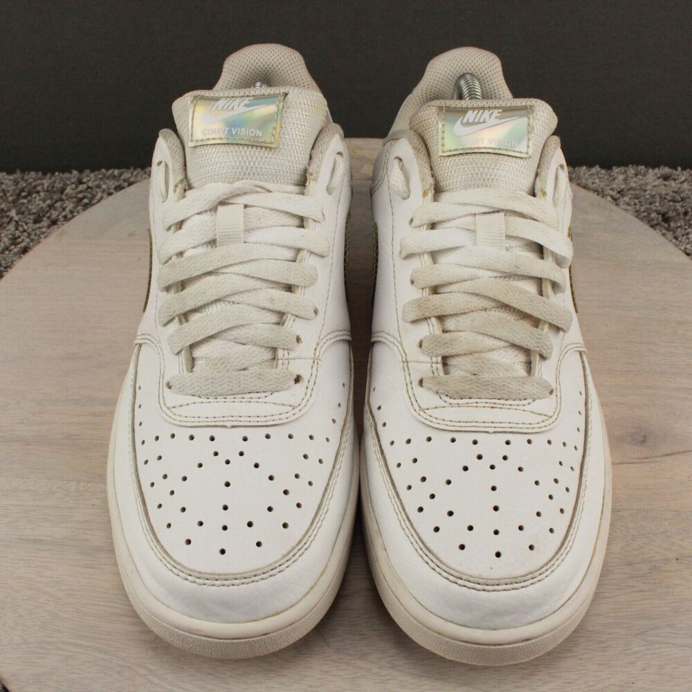 Nike Court Vision Low Sneakers Womens 10 White Leather Casual - Picture 4 of 11